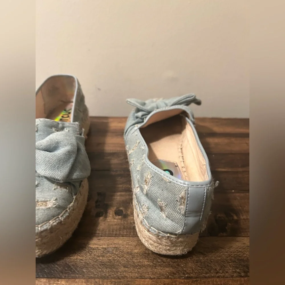 Circus Sam Edelman Women's 10 Cali Espadrille Platform Flats Blue Distressed